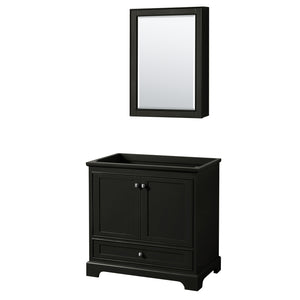 Deborah 36 Inch Single Bathroom Vanity in Dark Espresso No Countertop No Sink and Medicine Cabinet