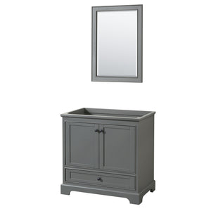 Deborah 36 Inch Single Bathroom Vanity in Dark Gray No Countertop No Sink Matte Black Trim 24 Inch Mirror