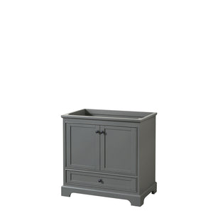 Deborah 36 Inch Single Bathroom Vanity in Dark Gray No Countertop No Sink Matte Black Trim