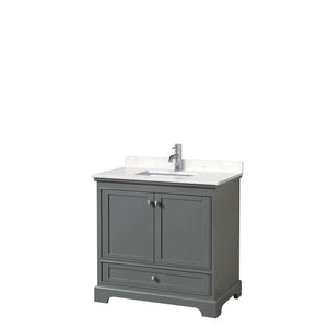 Deborah 36 Inch Single Bathroom Vanity in Dark Gray Carrara Cultured Marble Countertop Undermount Square Sink No Mirror