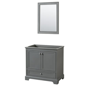 Deborah 36 Inch Single Bathroom Vanity in Dark Gray No Countertop No Sink and 24 Inch Mirror