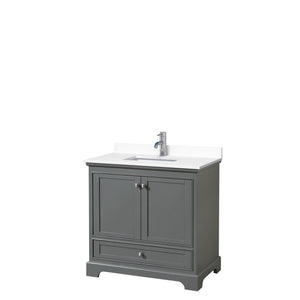 Deborah 36 Inch Single Bathroom Vanity in Dark Gray White Cultured Marble Countertop Undermount Square Sink No Mirror