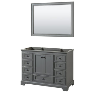 Deborah 48 Inch Single Bathroom Vanity in Dark Gray No Countertop No Sink Matte Black Trim 46 Inch Mirror