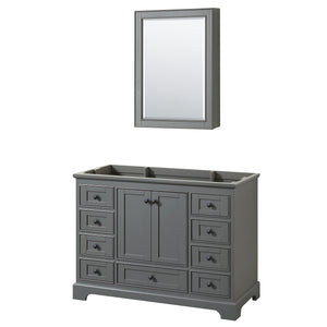 Deborah 48 Inch Single Bathroom Vanity in Dark Gray No Countertop No Sink Matte Black Trim Medicine Cabinet