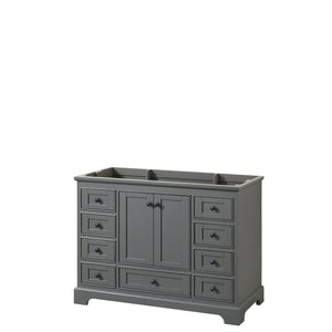 Deborah 48 Inch Single Bathroom Vanity in Dark Gray No Countertop No Sink Matte Black Trim