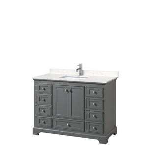 Deborah 48 Inch Single Bathroom Vanity in Dark Gray Carrara Cultured Marble Countertop Undermount Square Sink No Mirror