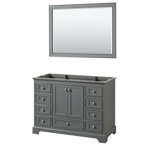 Deborah 48 Inch Single Bathroom Vanity in Dark Gray No Countertop No Sink and 46 Inch Mirror