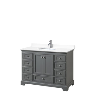 Deborah 48 Inch Single Bathroom Vanity in Dark Gray White Cultured Marble Countertop Undermount Square Sink No Mirror