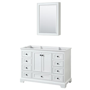 Deborah 48 Inch Single Bathroom Vanity in White No Countertop No Sink Matte Black Trim Medicine Cabinet