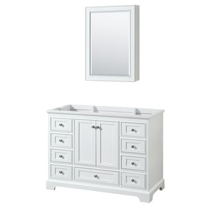 Deborah 48 Inch Single Bathroom Vanity in White No Countertop No Sink and Medicine Cabinet