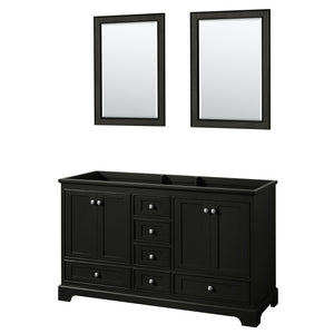 Deborah 60 Inch Double Bathroom Vanity in Dark Espresso No Countertop No Sinks and 24 Inch Mirrors