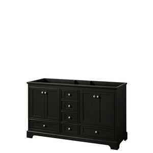 Deborah 60 Inch Double Bathroom Vanity in Dark Espresso No Countertop No Sinks and No Mirrors