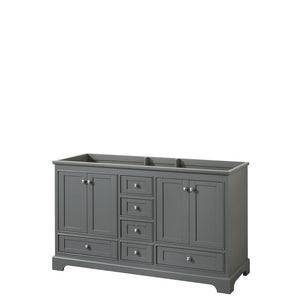 Deborah 60 Inch Double Bathroom Vanity in Dark Gray No Countertop No Sinks and No Mirror