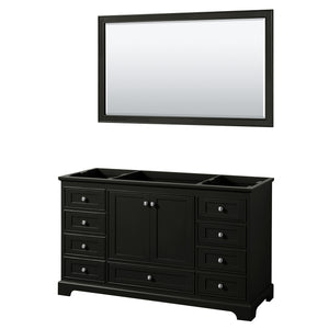 Deborah 60 Inch Single Bathroom Vanity in Dark Espresso No Countertop No Sink and 58 Inch Mirror