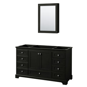 Deborah 60 Inch Single Bathroom Vanity in Dark Espresso No Countertop No Sink and Medicine Cabinet
