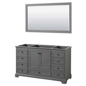 Deborah 60 Inch Single Bathroom Vanity in Dark Gray No Countertop No Sink Matte Black Trim 58 Inch Mirror