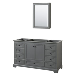 Deborah 60 Inch Single Bathroom Vanity in Dark Gray No Countertop No Sink Matte Black Trim Medicine Cabinet