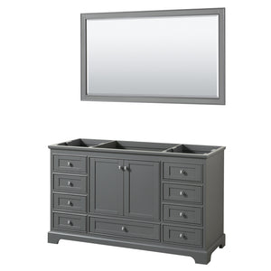 Deborah 60 Inch Single Bathroom Vanity in Dark Gray No Countertop No Sink and 58 Inch Mirror