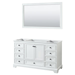 Deborah 60 Inch Single Bathroom Vanity in White No Countertop No Sink Matte Black Trim 58 Inch Mirror