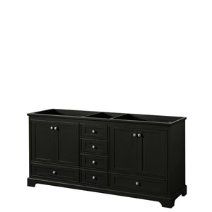 Deborah 72 Inch Double Bathroom Vanity in Dark Espresso No Countertop No Sinks and No Mirrors