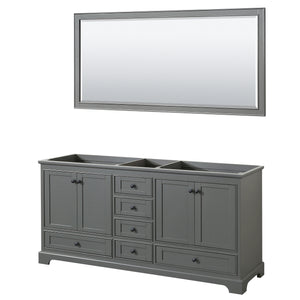 Deborah 72 Inch Double Bathroom Vanity in Dark Gray No Countertop No Sinks Matte Black Trim 70 Inch Mirror