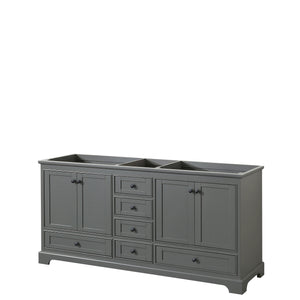Deborah 72 Inch Double Bathroom Vanity in Dark Gray No Countertop No Sinks Matte Black Trim