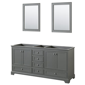 Deborah 72 Inch Double Bathroom Vanity in Dark Gray No Countertop No Sinks and 24 Inch Mirrors