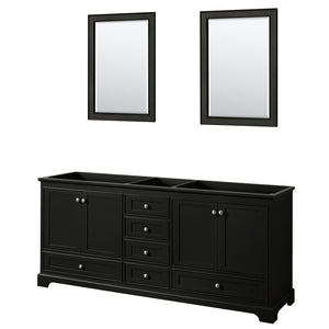 Deborah 80 Inch Double Bathroom Vanity in Dark Espresso No Countertop No Sinks and 24 Inch Mirrors