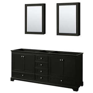Deborah 80 Inch Double Bathroom Vanity in Dark Espresso No Countertop No Sinks and Medicine Cabinets