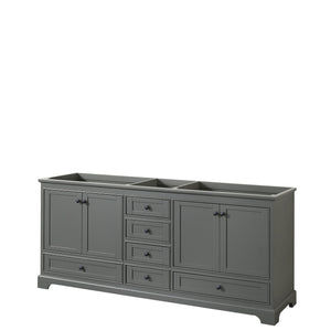 Deborah 80 Inch Double Bathroom Vanity in Dark Gray No Countertop No Sinks Matte Black Trim