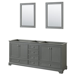Deborah 80 Inch Double Bathroom Vanity in Dark Gray No Countertop No Sinks and 24 Inch Mirrors