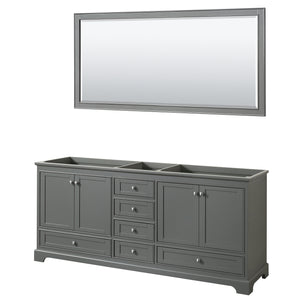 Deborah 80 Inch Double Bathroom Vanity in Dark Gray No Countertop No Sinks and 70 Inch Mirror