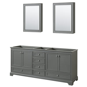 Deborah 80 Inch Double Bathroom Vanity in Dark Gray No Countertop No Sinks and Medicine Cabinets