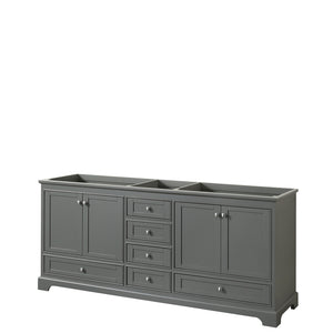Deborah 80 Inch Double Bathroom Vanity in Dark Gray No Countertop No Sinks and No Mirrors