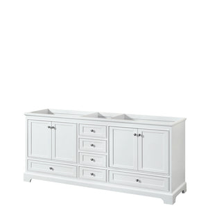 Deborah 80 Inch Double Bathroom Vanity in White No Countertop No Sinks and No Mirrors