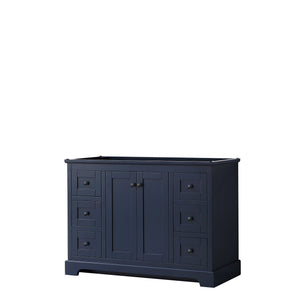 Avery 48 Inch Single Bathroom Vanity in Dark Blue No Countertop No Sink Matte Black Trim