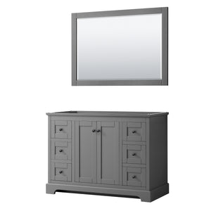 Avery 48 Inch Single Bathroom Vanity in Dark Gray No Countertop No Sink Matte Black Trim 46 Inch Mirror