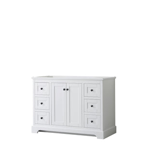Avery 48 Inch Single Bathroom Vanity in White No Countertop No Sink Matte Black Trim