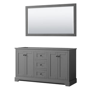 Avery 60 Inch Double Bathroom Vanity in Dark Gray No Countertop No Sinks Matte Black Trim 58 Inch Mirror