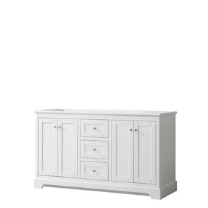 Avery 60 Inch Double Bathroom Vanity in White No Countertop No Sinks and No Mirror