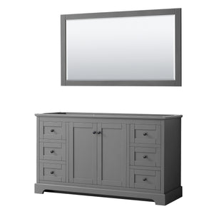 Avery 60 Inch Single Bathroom Vanity in Dark Gray No Countertop No Sink Matte Black Trim 58 Inch Mirror