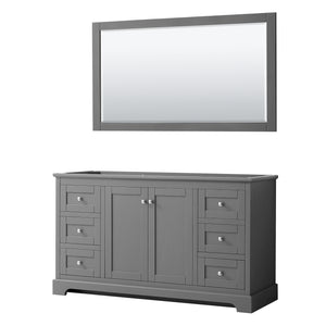 Avery 60 Inch Single Bathroom Vanity in Dark Gray No Countertop No Sink and 58 Inch Mirror