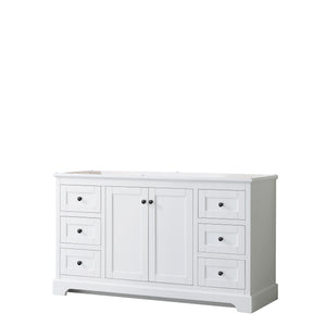 Avery 60 Inch Single Bathroom Vanity in White No Countertop No Sink Matte Black Trim
