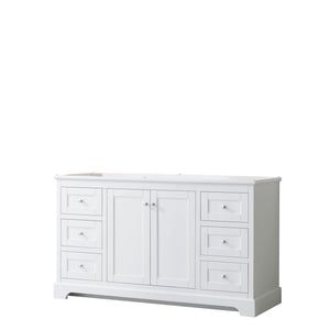 Avery 60 Inch Single Bathroom Vanity in White No Countertop No Sink and No Mirror