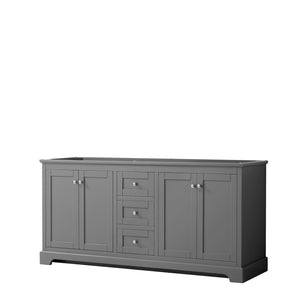 Avery 72 Inch Double Bathroom Vanity in Dark Gray No Countertop No Sinks and No Mirror