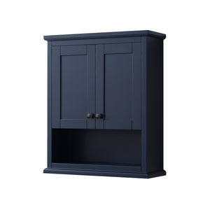 Avery Over-the-Toilet Bathroom Wall-Mounted Storage Cabinet in Dark Blue with Matte Black Trim