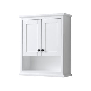 Avery Over-the-Toilet Bathroom Wall-Mounted Storage Cabinet in White with Matte Black Trim