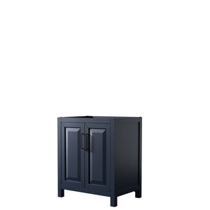 Daria 30 Inch Single Bathroom Vanity in Dark Blue No Countertop No Sink Matte Black Trim