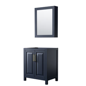 Daria 30 Inch Single Bathroom Vanity in Dark Blue No Countertop No Sink Medicine Cabinet