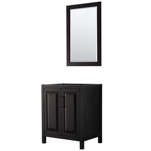 Daria 30 Inch Single Bathroom Vanity in Dark Espresso No Countertop No Sink Matte Black Trim 24 Inch Mirror
